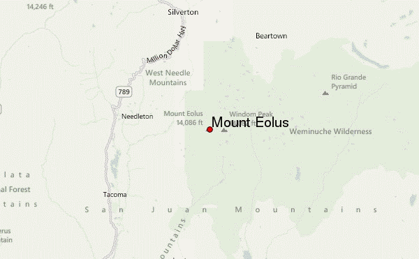 Mount Eolus Location Map