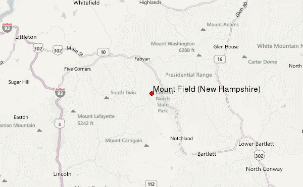 Mount Field (New Hampshire) Location Map