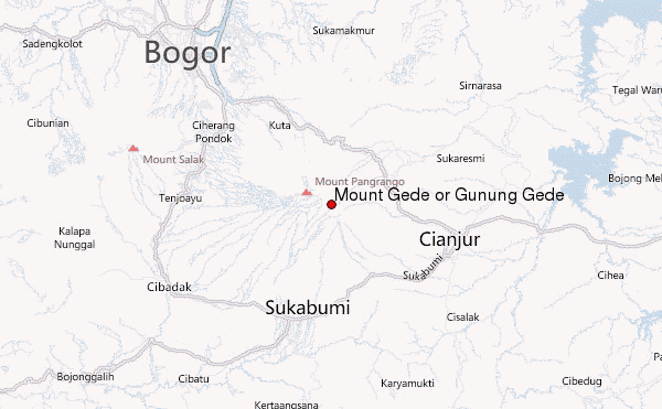 Mount Gede or Gunung Gede Location Map