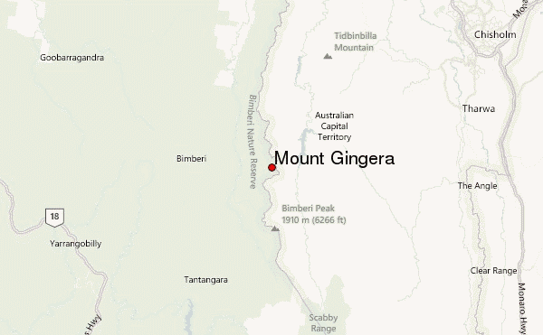 Mount Gingera Location Map