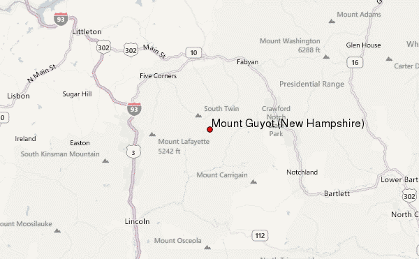 Mount Guyot (New Hampshire) Location Map