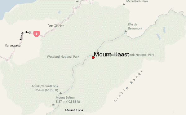 Mount Haast Location Map