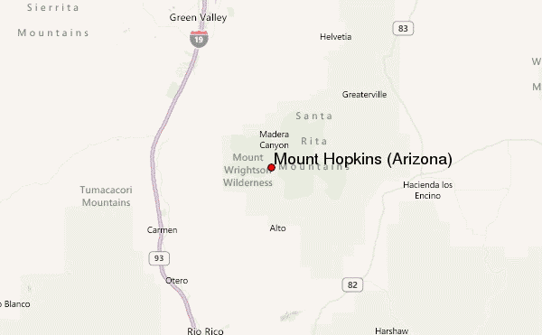 Mount Hopkins (Arizona) Location Map