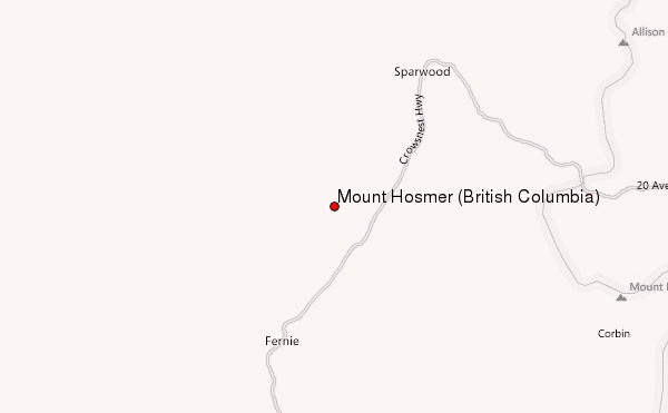 Mount Hosmer (British Columbia) Location Map