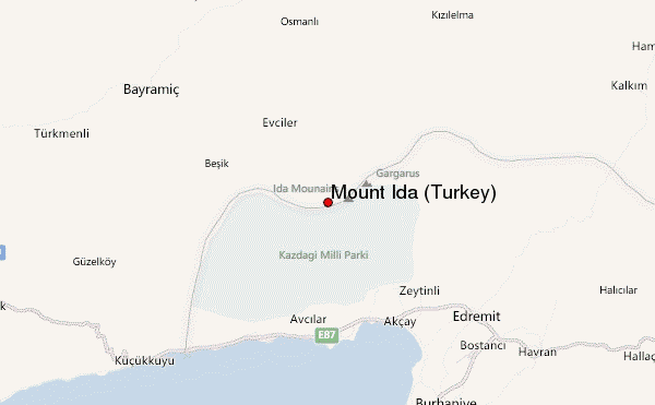 Mount Ida (Turkey) Location Map