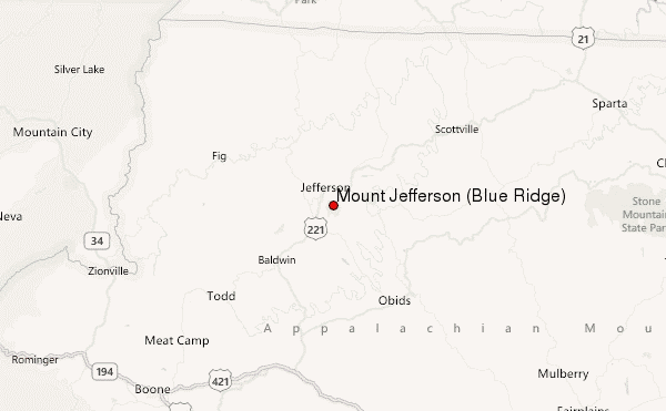 Mount Jefferson (Blue Ridge) Location Map