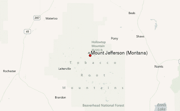 Mount Jefferson (Montana) Location Map