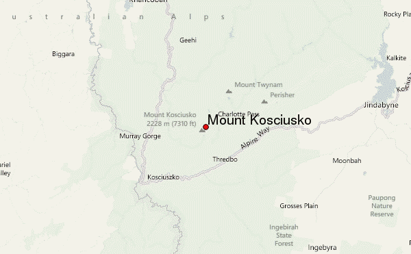 Mount Kosciusko Location Map