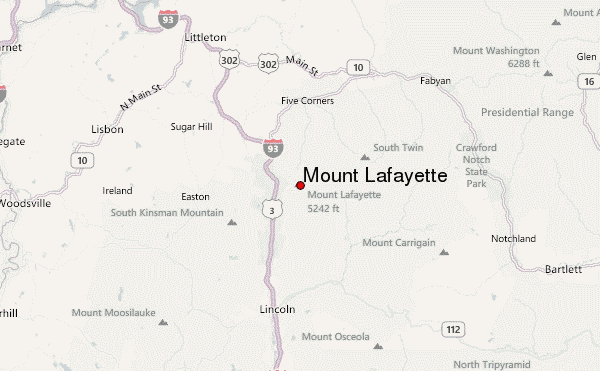 Mount Lafayette Location Map