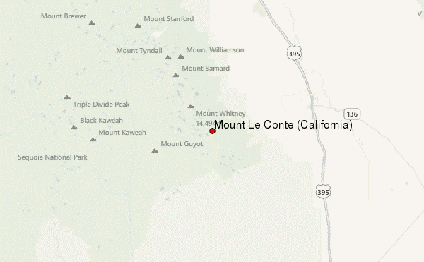 Mount Le Conte (California) Location Map