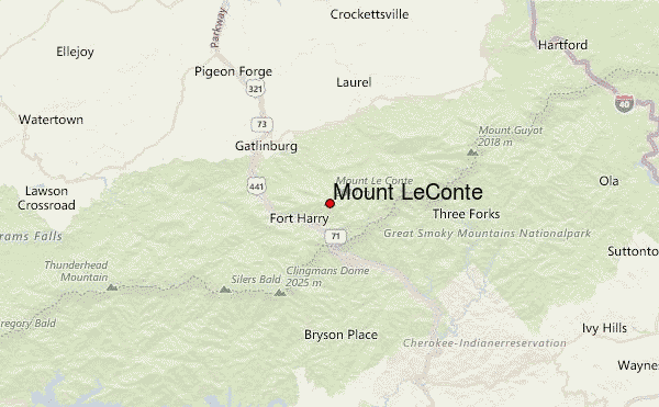 Mount LeConte Location Map