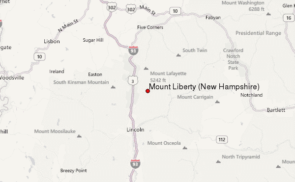 Mount Liberty (New Hampshire) Location Map