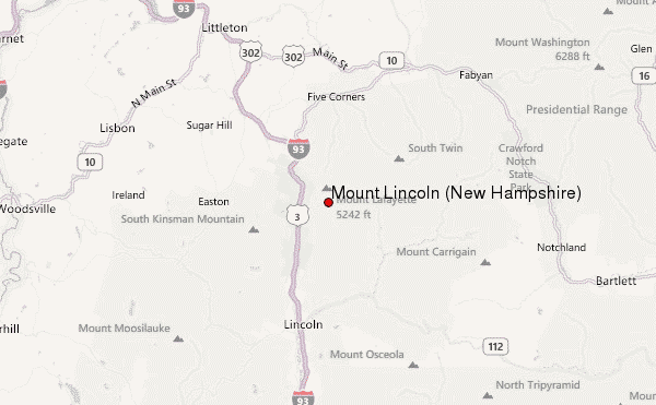 Mount Lincoln (New Hampshire) Location Map
