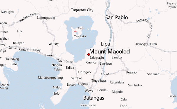 Mount Macolod Location Map