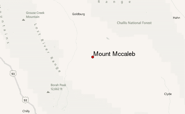 Mount Mccaleb Location Map