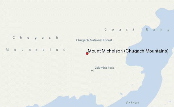 Mount Michelson (Chugach Mountains) Location Map