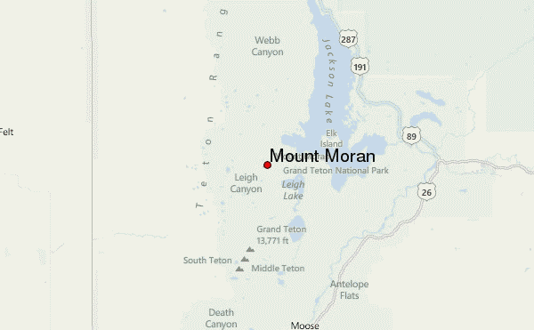Mount Moran Location Map