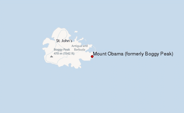 Mount Obama (formerly Boggy Peak) Location Map