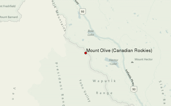 Mount Olive (Canadian Rockies) Location Map