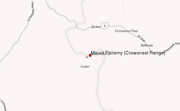 Mount Ptolemy (Crowsnest Range) Location Map