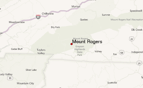 Mount Rogers Location Map