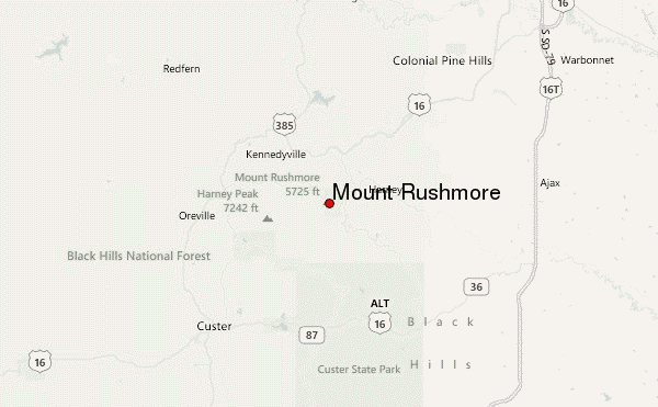 Mount Rushmore Location Map