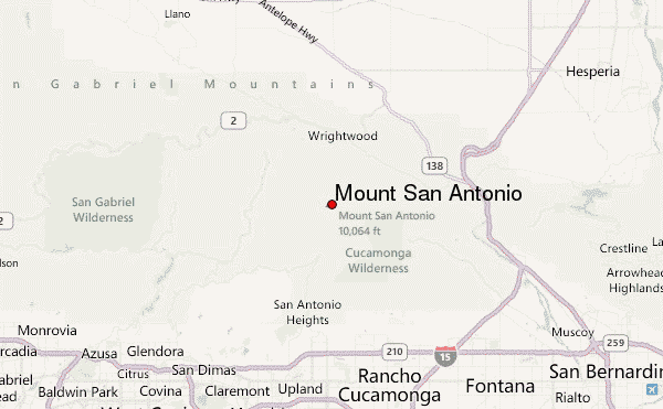 Mount San Antonio Location Map