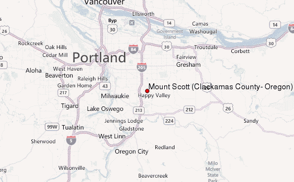 Mount Scott (Clackamas County, Oregon) Location Map