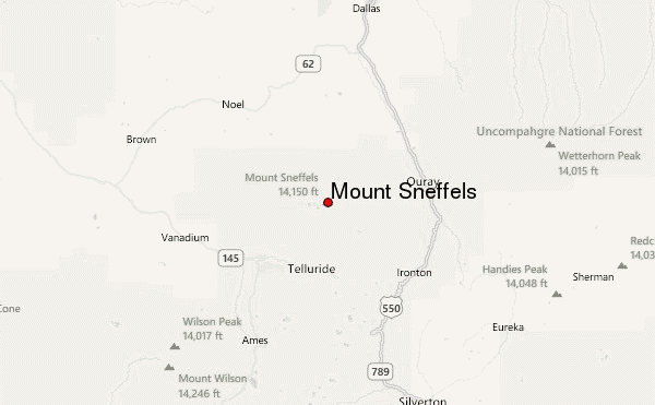 Mount Sneffels Location Map
