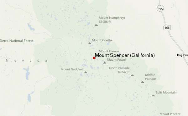 Mount Spencer (California) Location Map