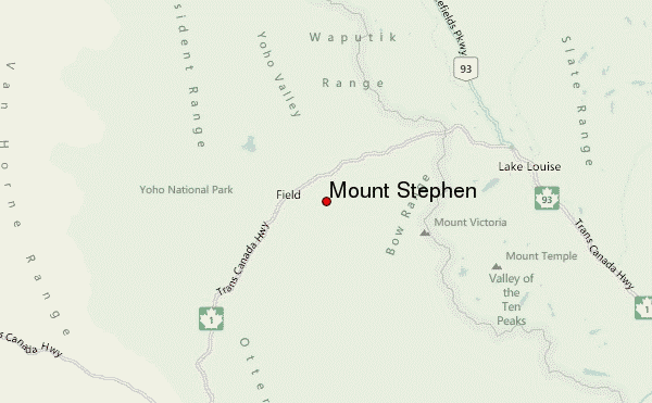 Mount Stephen Location Map