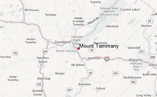 Mount Tammany Location Map