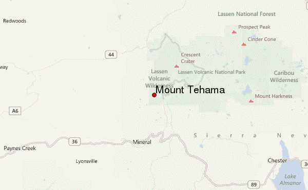 Mount Tehama Location Map
