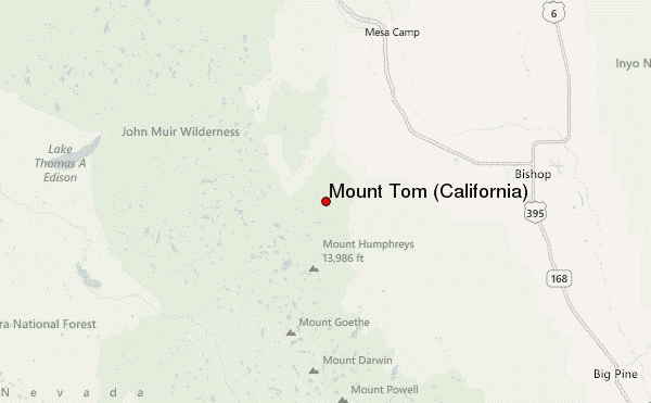 Mount Tom (California) Location Map
