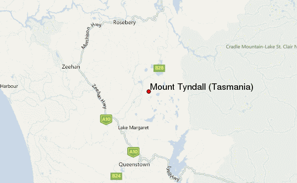 Mount Tyndall (Tasmania) Location Map