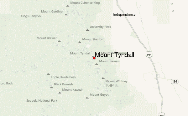 Mount Tyndall Location Map