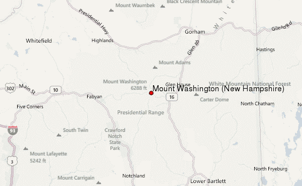 Mount Washington (New Hampshire) Location Map
