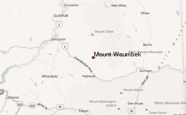 Mount Waumbek Location Map