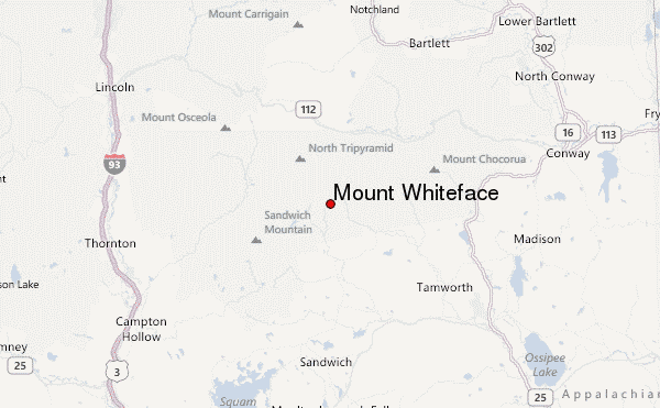 Mount Whiteface Location Map