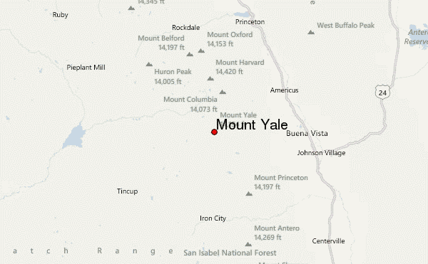 Mount Yale Location Map