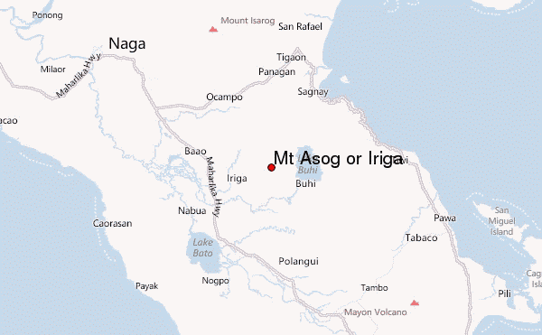 Mt Asog or Iriga Location Map