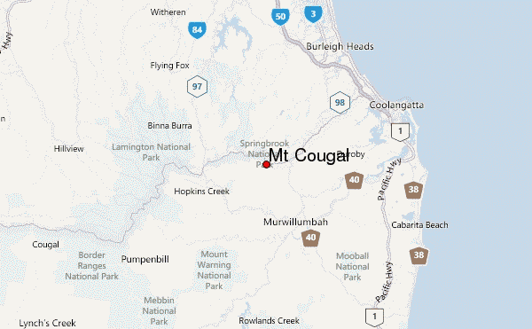 Mt Cougal Location Map
