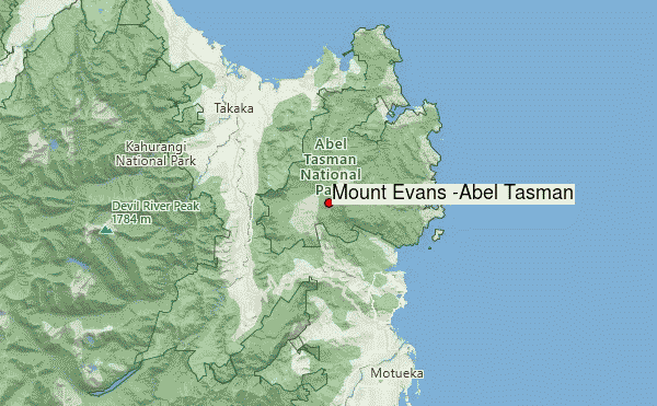 Mount Evans (Abel Tasman) Location Map