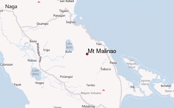 Mt Malinao Location Map