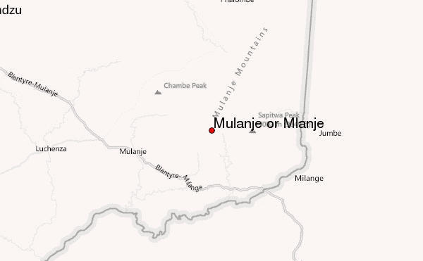 Mulanje or Mlanje Location Map