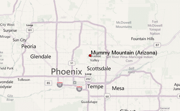 Mummy Mountain (Arizona) Location Map