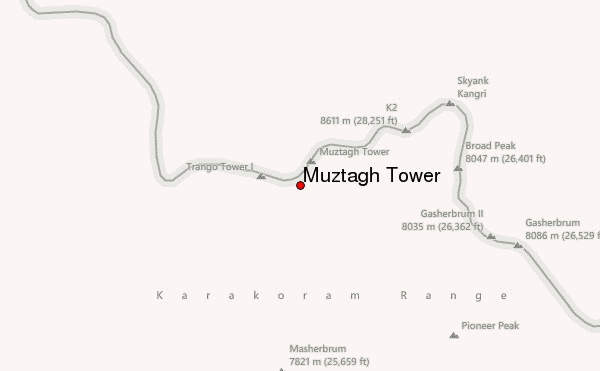 Muztagh Tower Location Map