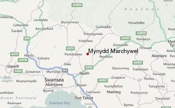 Mynydd Marchywel Location Map