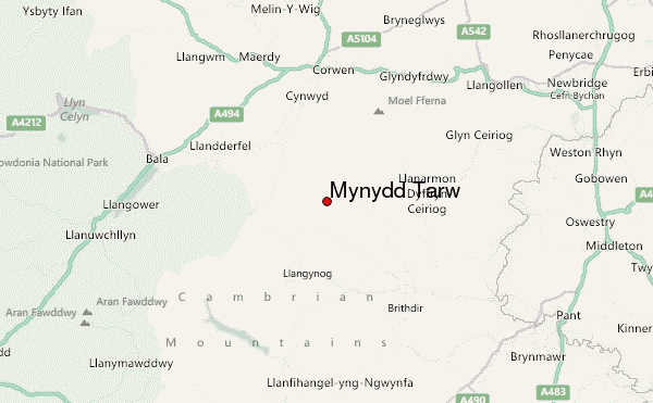 Mynydd Tarw Location Map
