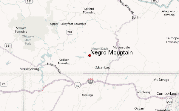 Negro Mountain Location Map